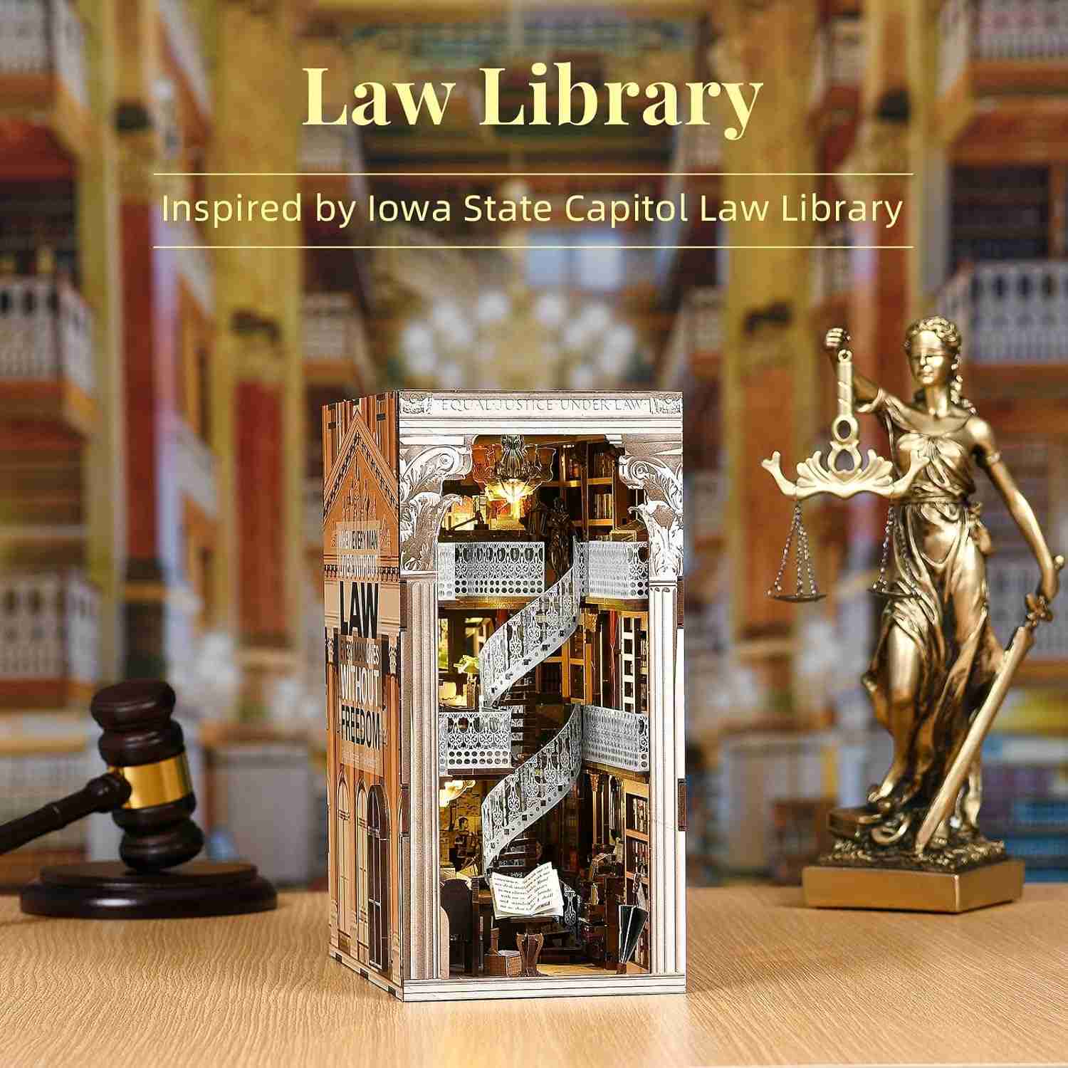 completed Law Library book nook placed on a table