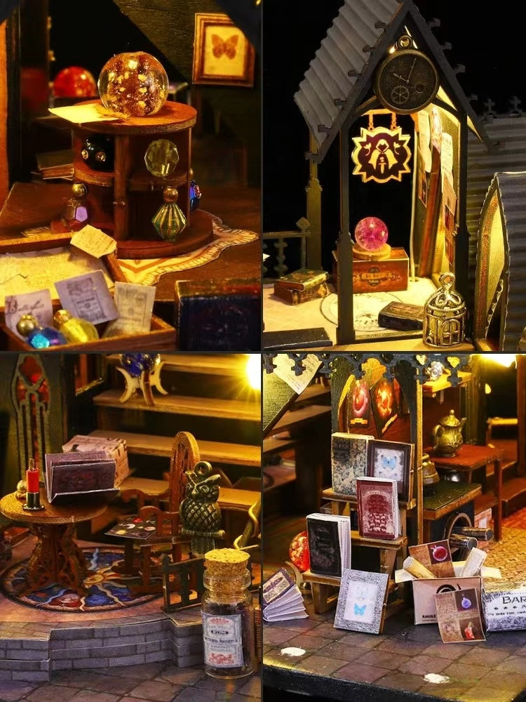 Luna Magic House DIY Miniature House Kit - A charming miniature magic house inspired by Harry Potter, perfect for crafting enthusiasts and dollhouse collectors alike. - details 02