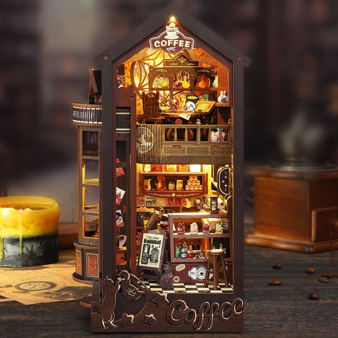 image displaying the front side view of Magic Coffee Shop Book Nook on table