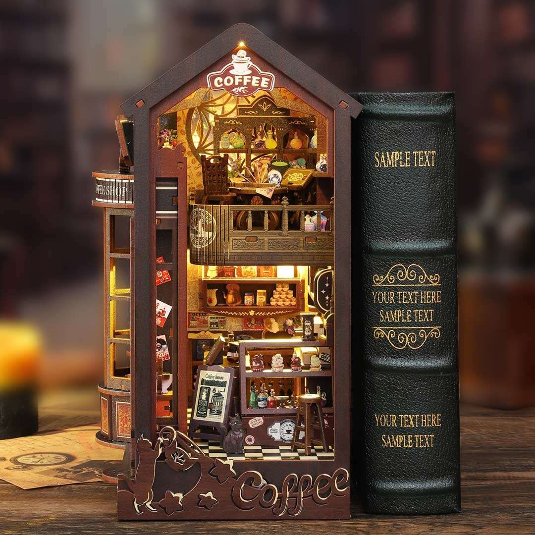 image displaying Magic Coffee Shop Book Nook as a bookshelf decoration