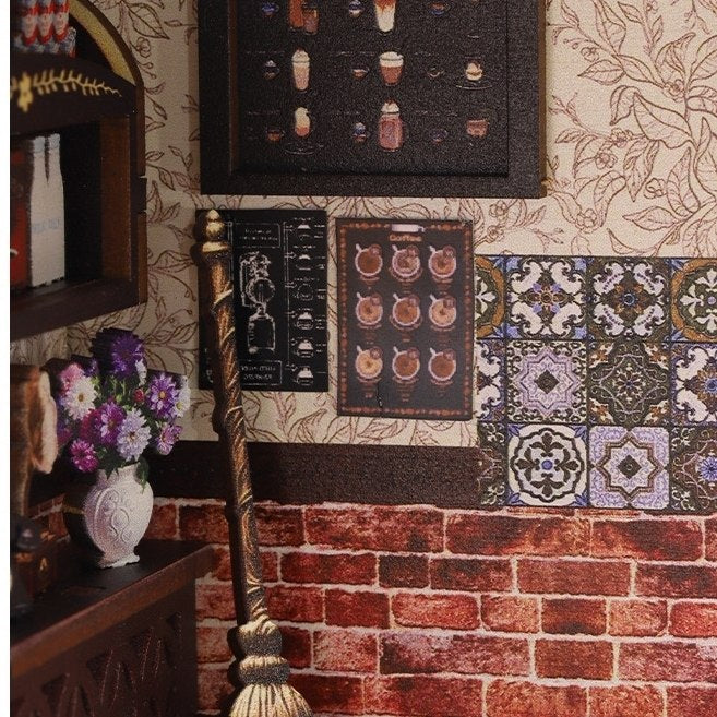 image displaying the miniature details of Magic Coffee Shop Book Nook