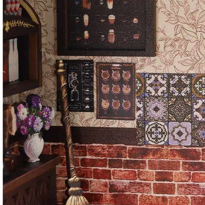 image displaying the miniature details of Magic Coffee Shop Book Nook