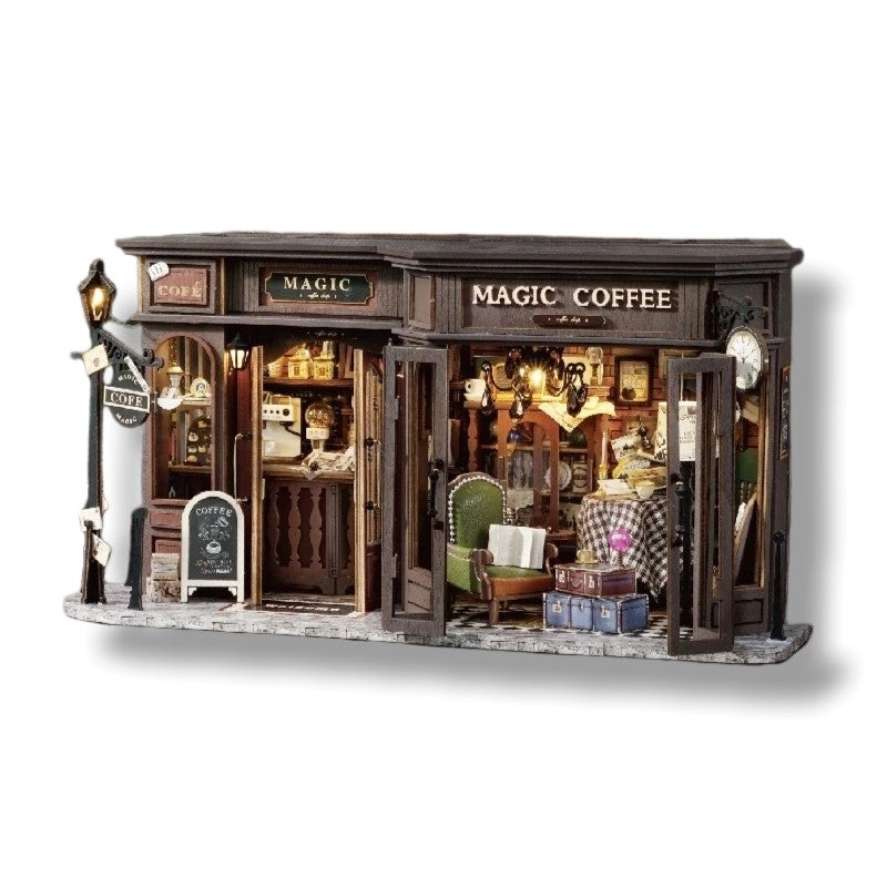 image showing the Magic Coffee Shop DIY Miniature House Kit in white background