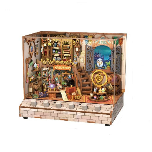Magic Shop DIY Miniature House Kit | 3D Wooden Puzzles | White Sound Music Box