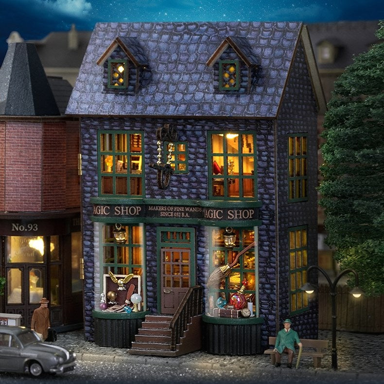 Magic Shop DIY Dollhouse Kit, Harry Potter Inspired Miniature House, Magic theme diorama, mini house series - LED LIGHT