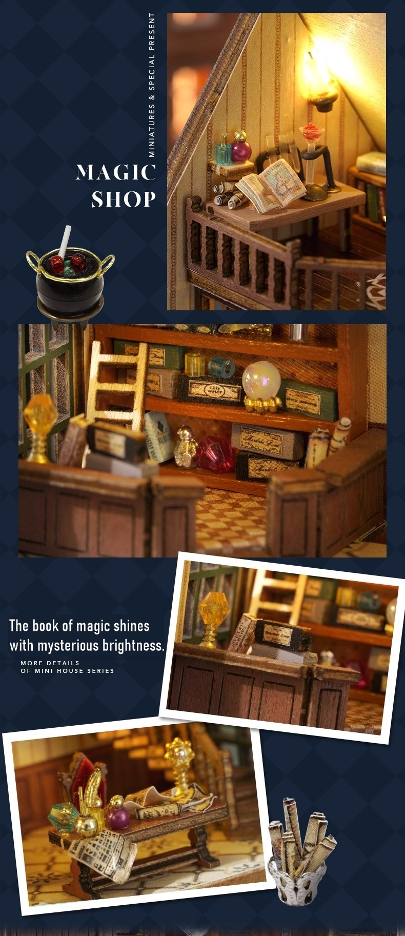 Magic Shop DIY Dollhouse Kit, Harry Potter Inspired Miniature House, Magic theme diorama, mini house series -DETAILS 2