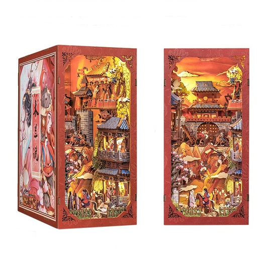 Mulan‘s Words DIY Book Nook Kit | 3D Wooden Puzzle Bookend | Bookshelf Insert Diorama | Miniature House | Book Stand
