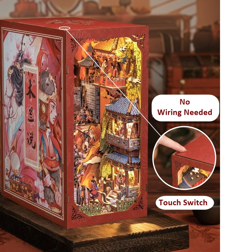 Mulan‘s Words DIY Book Nook Kit | 3D Wooden Puzzle Bookend | Bookshelf Insert Diorama | Miniature House | Book Stand