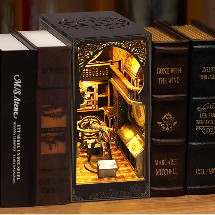 Astronomy Museum DIY Book Nook Kit - wooden bookend - 3d puzzles - bookshelf inert diorama - miniature house