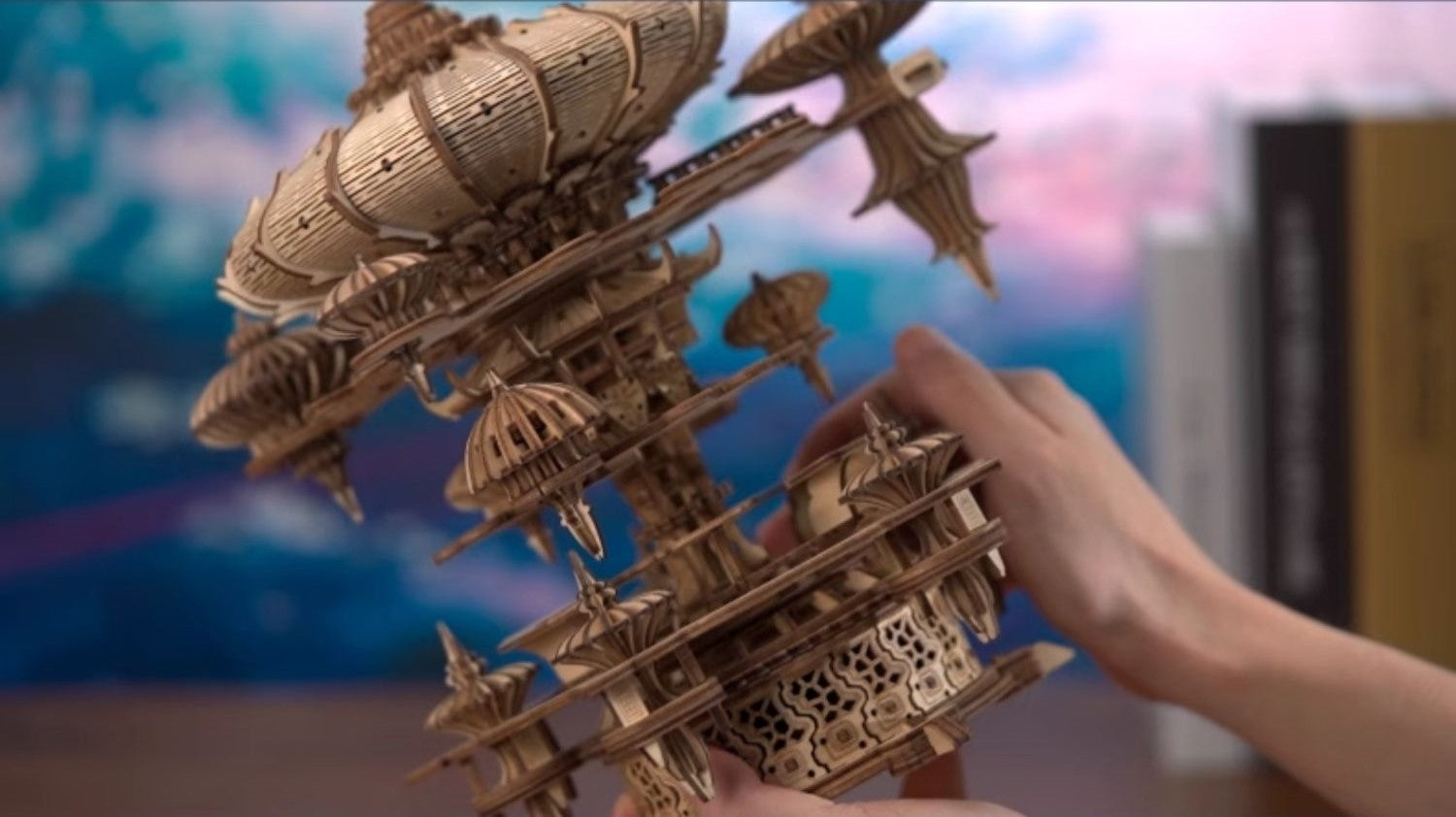 Castle In The Sky Diorama - Sky City 3D wooden mechanical Puzzles - DIY Music Box - Miniature Crafts