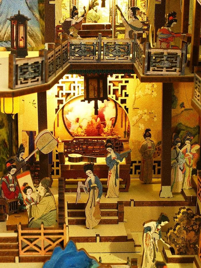 ancient Chinese palace inspired diy book nook alley kit for bookshelf insert diorama miniature