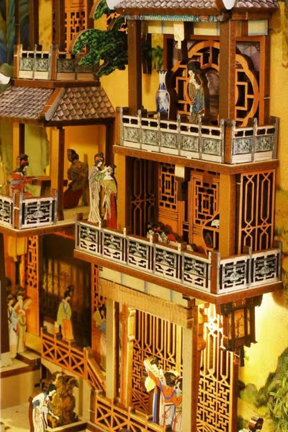 ancient Chinese palace inspired diy book nook alley kit for bookshelf insert diorama miniature