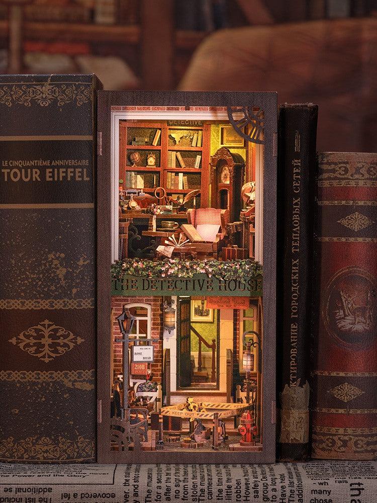 Rose Road Detective Agency DIY Book Nook Kit - Bookshelf Insert Diorama - 3D Wooden Bookend - Miniature Crafts