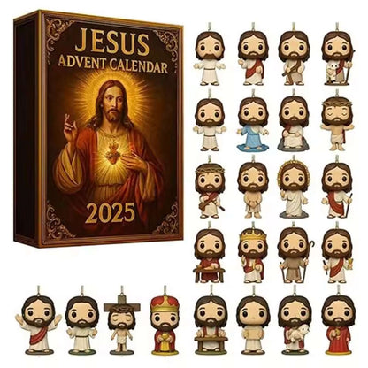 Jesus Advent Calendar 2025 with small figurines on a white background