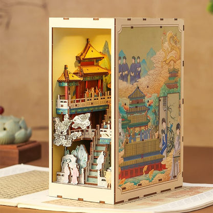 The Imperial Palace DIY Book Nook Kit, bookshelf insert decor, miniature house, 3d wooden puzzles bookend - side view