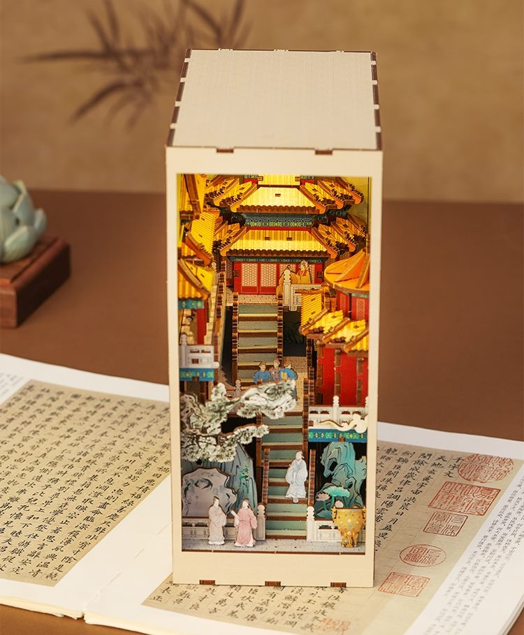 The Imperial Palace DIY Book Nook Kit, bookshelf insert decor, miniature house, 3d wooden puzzles bookend - up