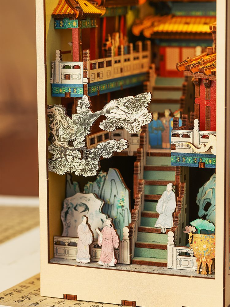 The Imperial Palace DIY Book Nook Kit, bookshelf insert decor, miniature house, 3d wooden puzzles bookend - detail
