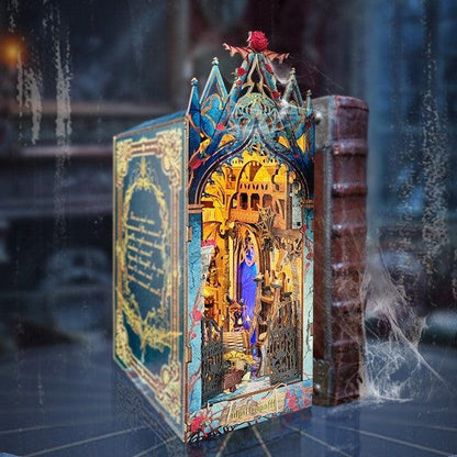Dracula vampire inspired - Twilight Castle DIY Book Nook Kit - Bookshelf Inert Diorama -3D Wooden Bookends - Miniature Crafts