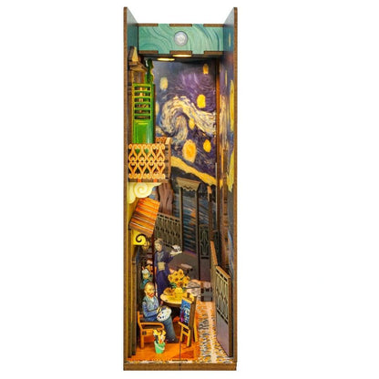 Van gogh diy book nook kit shelf insert diorama miniature crafts