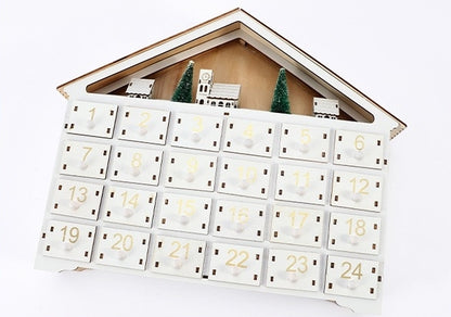 White Christmas House Pre-lit Advent Calendar with Drawers