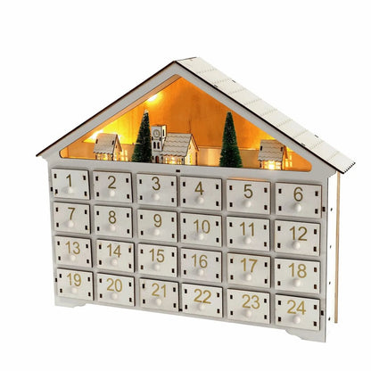 White Christmas House Pre-lit Advent Calendar with Drawers