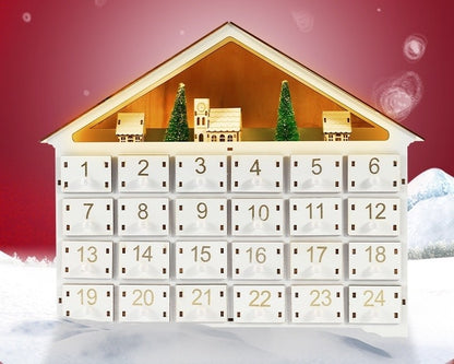 White Christmas House Pre-lit Advent Calendar with Drawers