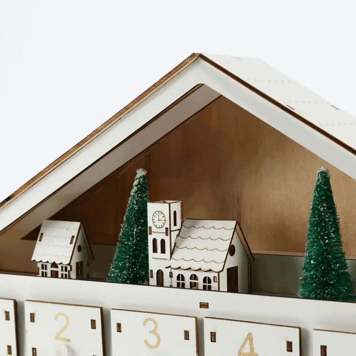 White Christmas House Pre-lit Advent Calendar with Drawers