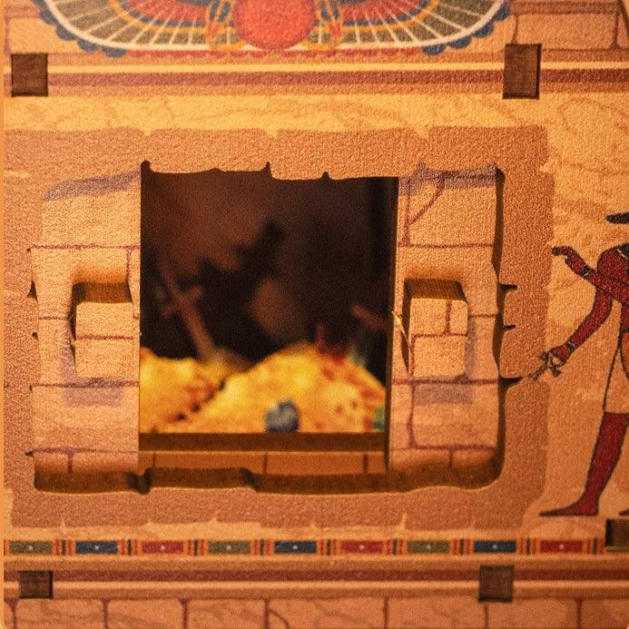 Treasure Hunt DIY Book Nook Kit, Ancient Egypt themed bookshelf insert decor diorama, 3d wooden puzzles bookend, miniature house crafts, dollhouse