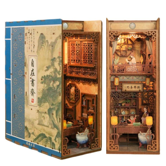 Chinese study room inspired diy book nook kit for bookshelf insert
