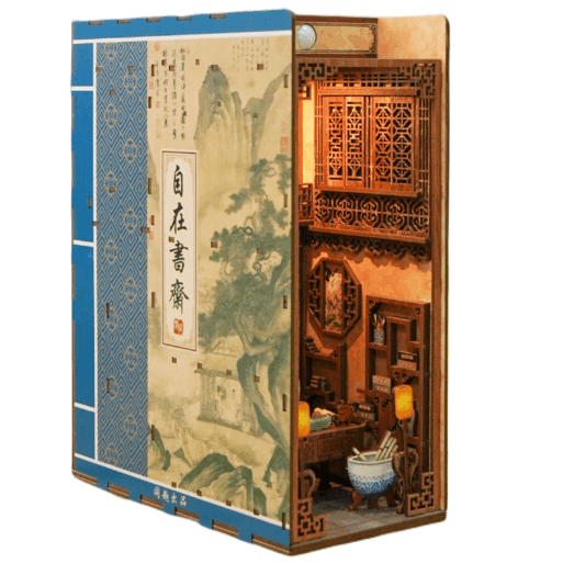 Chinese study room inspired diy book nook kit for bookshelf insert