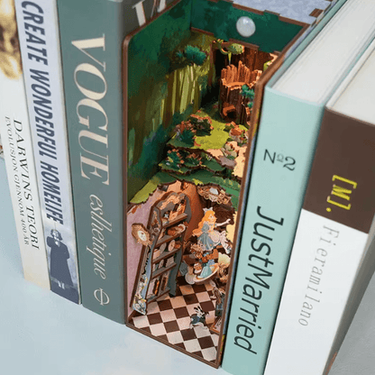 Alice In Wonderland - DIY Book Nook Kit - Wooden Bookshelf Insert Miniarure Diorama Kits